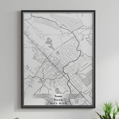 ROAD MAP OF TOSNO, RUSSIA BY MAPBAKES