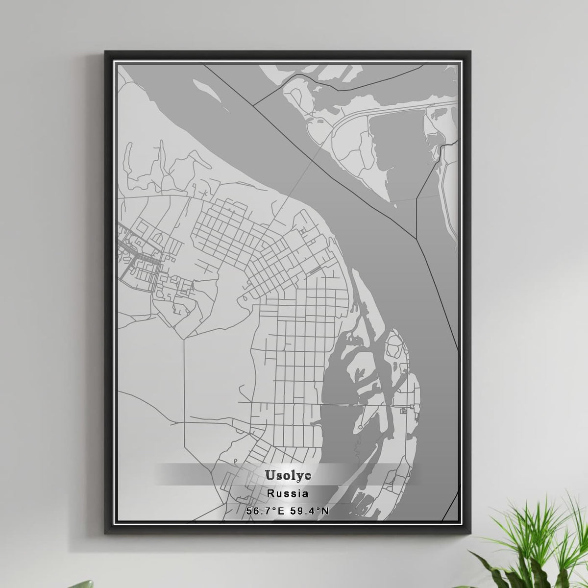 ROAD MAP OF USOLYE, RUSSIA BY MAPBAKES
