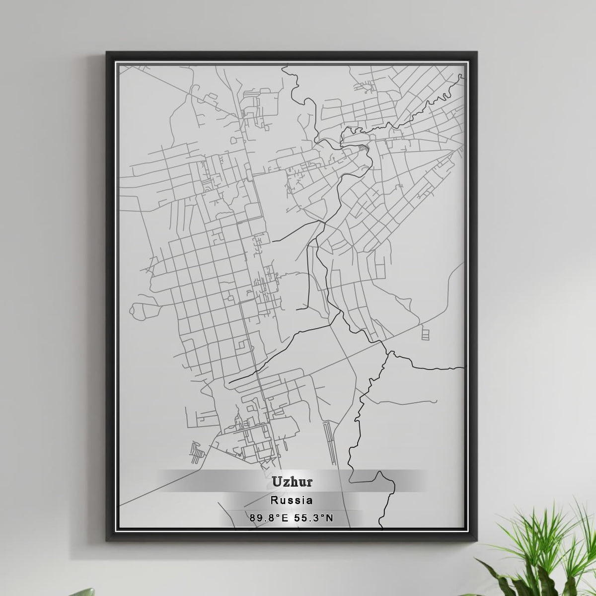 ROAD MAP OF UZHUR, RUSSIA BY MAPBAKES