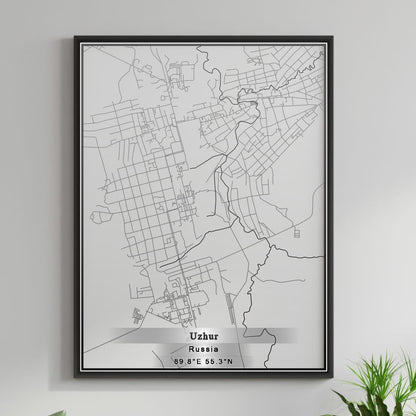 ROAD MAP OF UZHUR, RUSSIA BY MAPBAKES
