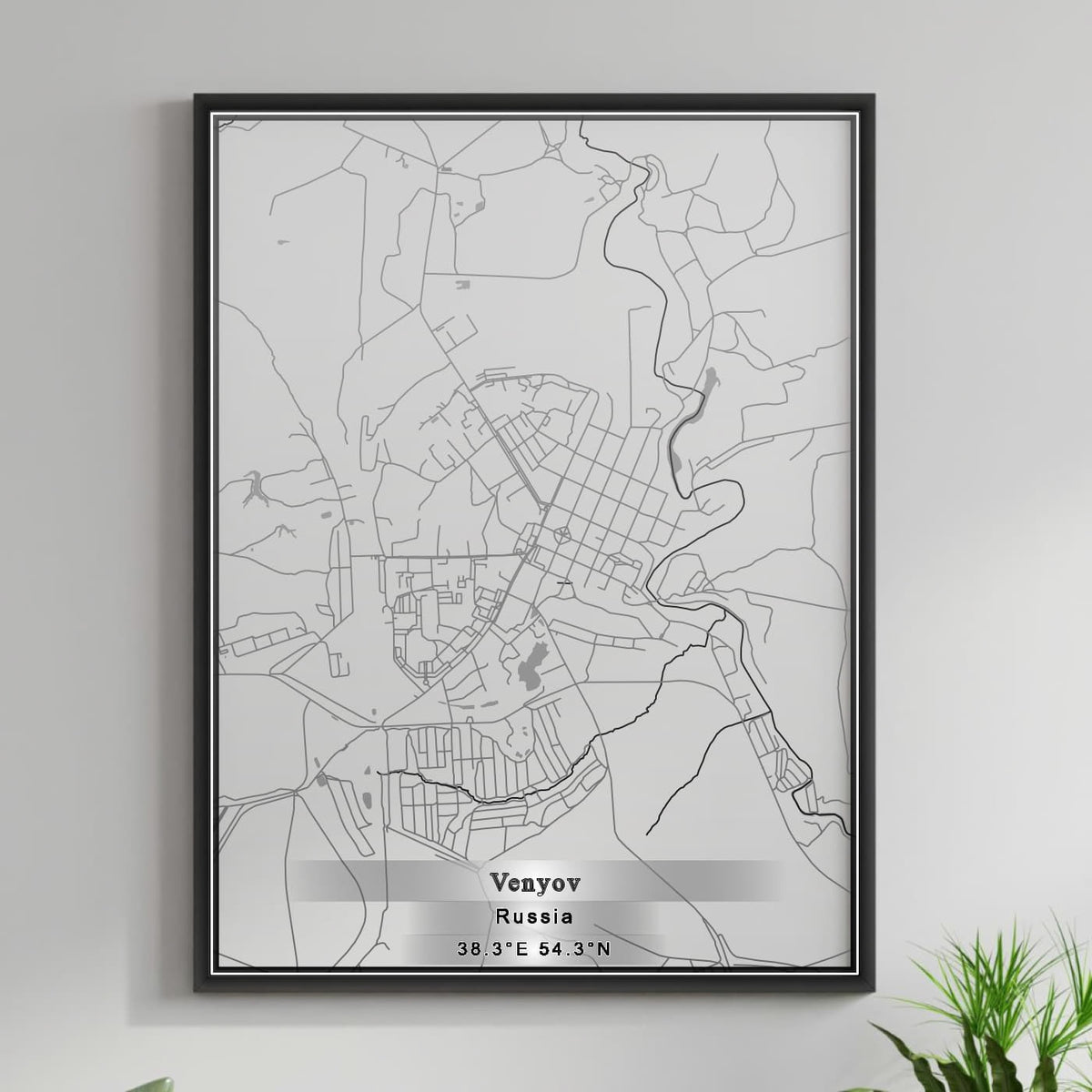 ROAD MAP OF VENYOV, RUSSIA BY MAPBAKES