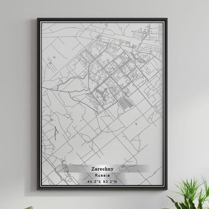 ROAD MAP OF ZARECHNY, RUSSIA BY MAPBAKES