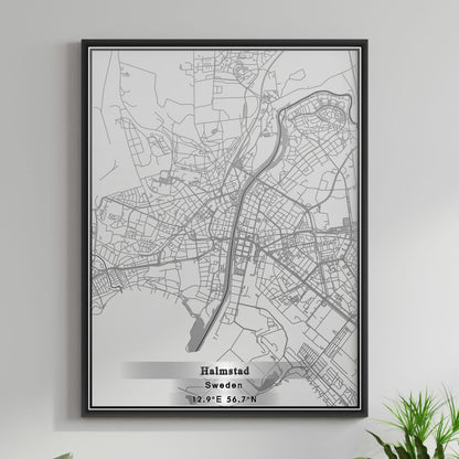 ROAD MAP OF HALMSTAD, SWEDEN BY MAPBAKES