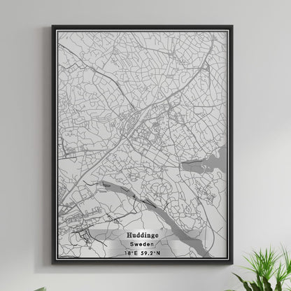 ROAD MAP OF HUDDINGE, SWEDEN BY MAPBAKES