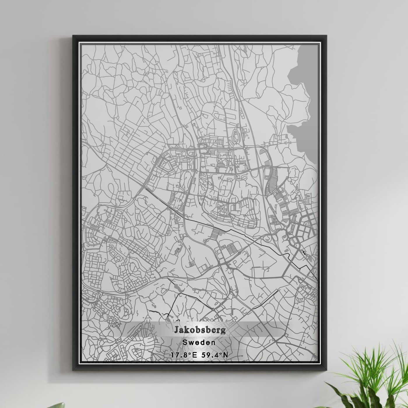 ROAD MAP OF JAKOBSBERG, SWEDEN BY MAPBAKES