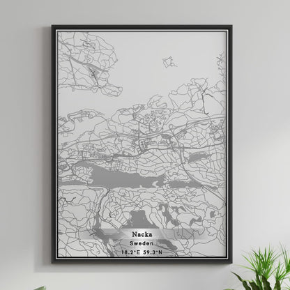 ROAD MAP OF NACKA, SWEDEN BY MAPBAKES