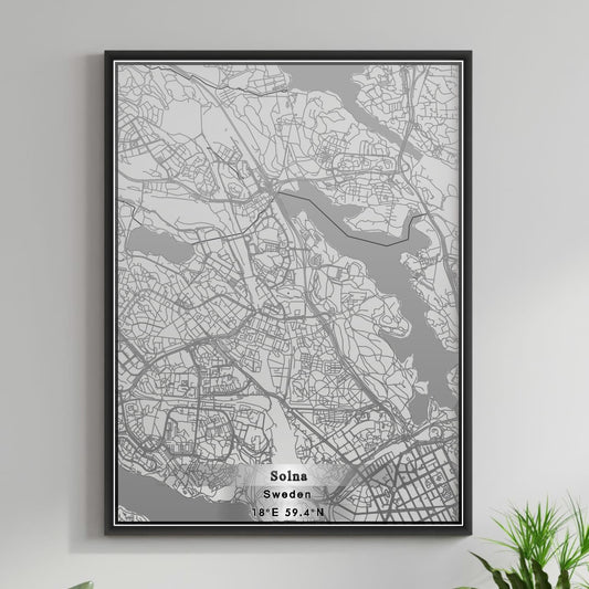 ROAD MAP OF SOLNA, SWEDEN BY MAPBAKES