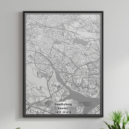 ROAD MAP OF SUNDBYBERG, SWEDEN BY MAPBAKES