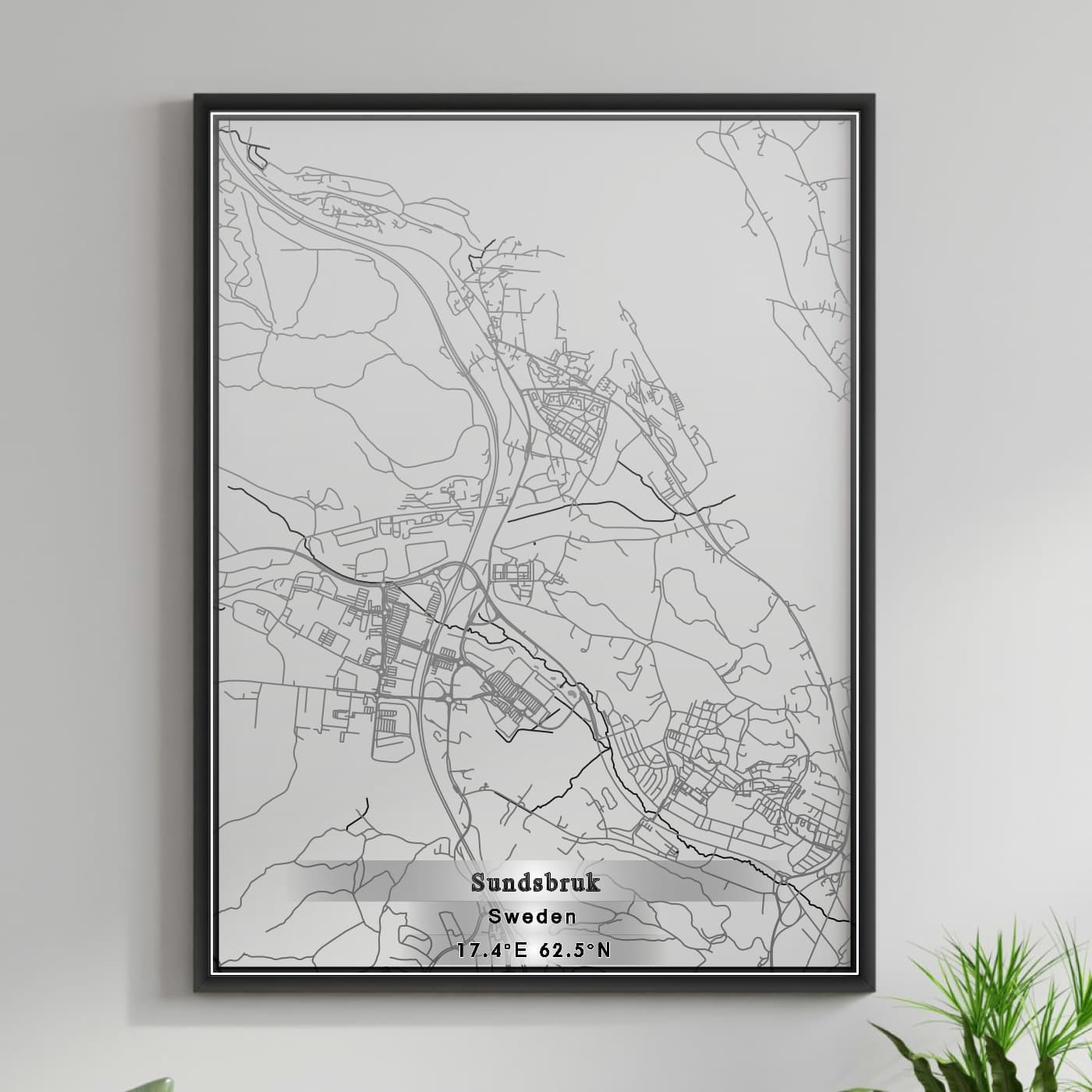 ROAD MAP OF SUNDSBRUK, SWEDEN BY MAPBAKES