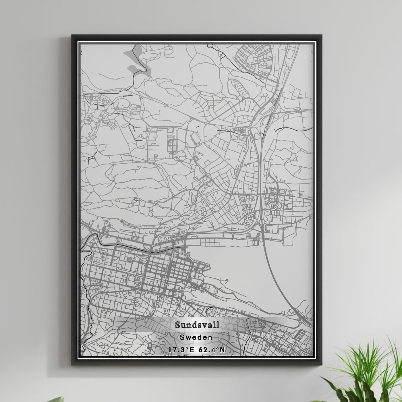 ROAD MAP OF SUNDSVALL, SWEDEN BY MAPBAKES