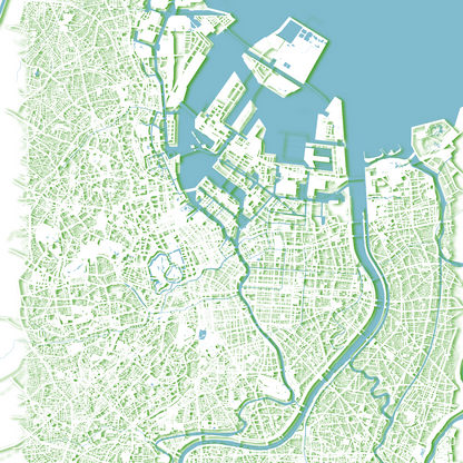 COLOURED ROAD MAP OF TOKYO, JAPAN BY MAPBAKES