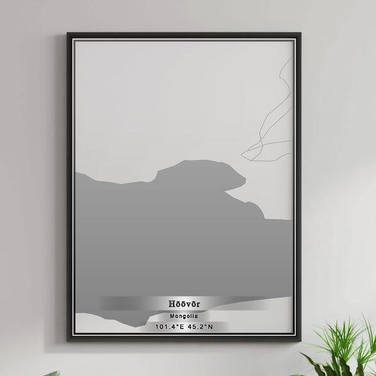 ROAD MAP OF HOOVOR, MANGOLIA BY MAPBAKES
