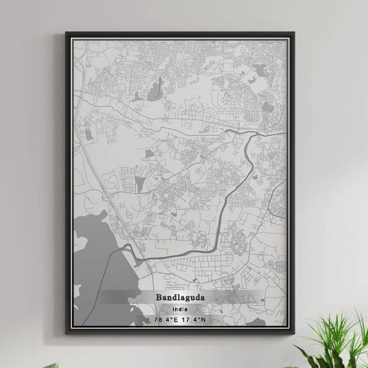 ROAD MAP OF BANDLAGUDA, INDIA BY MAPBAKES