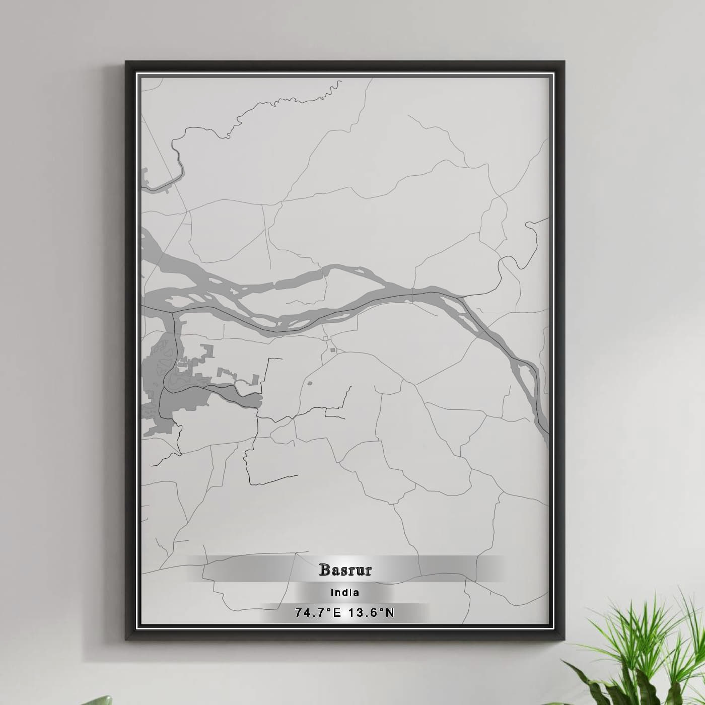 ROAD MAP OF BASRUR, INDIA BY MAPBAKES