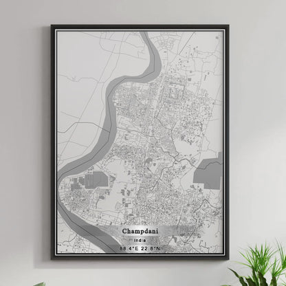 ROAD MAP OF CHAMPDANI, INDIA BY MAPBAKES