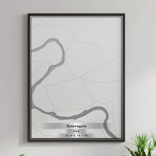 ROAD MAP OF HALAVAGALU, INDIA BY MAPBAKES