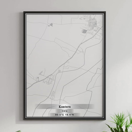 ROAD MAP OF KANTERU, INDIA BY MAPBAKES