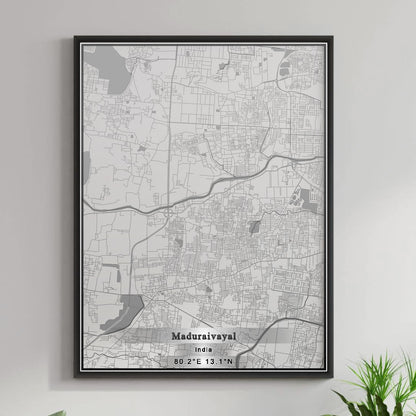 ROAD MAP OF MADURAIVAYAL, INDIA BY MAPBAKES