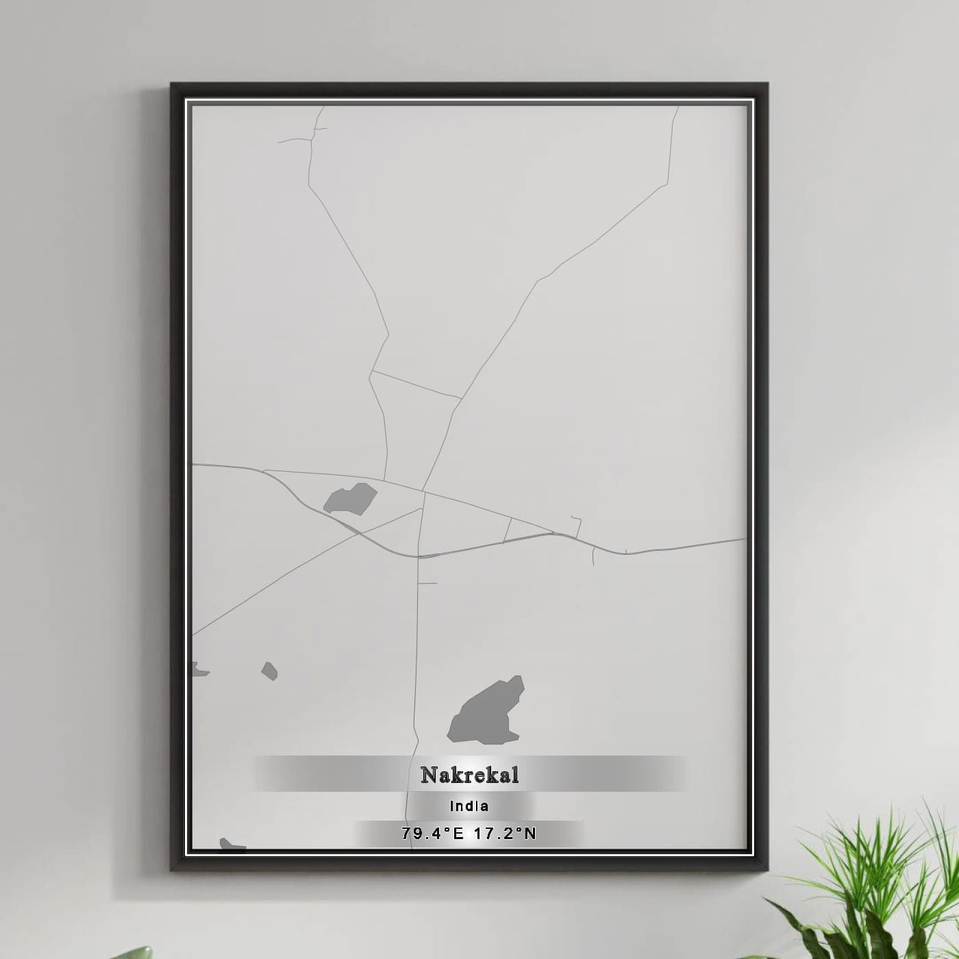 ROAD MAP OF NAKREKAL, INDIA BY MAPBAKES