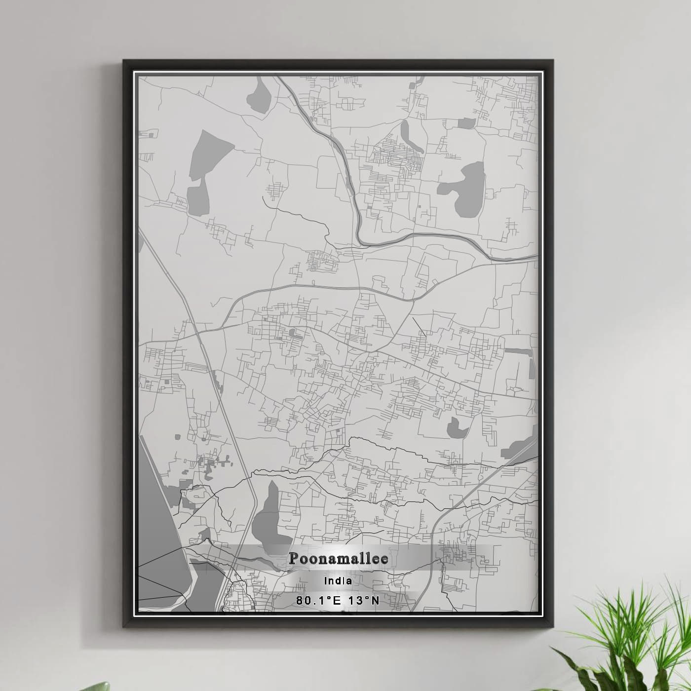 ROAD MAP OF POONAMALLEE, INDIA BY MAPBAKES