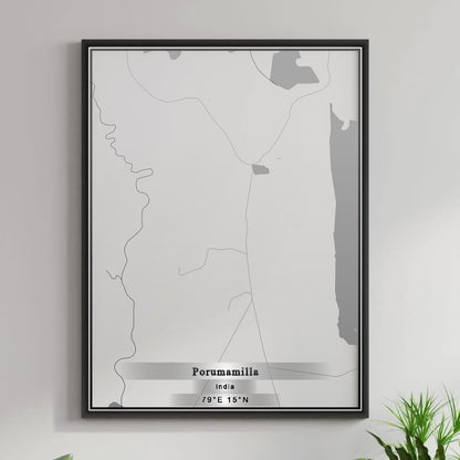 ROAD MAP OF PORUMAMILLA, INDIA BY MAPBAKES