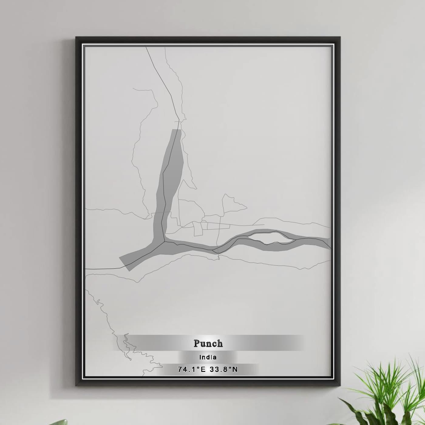 ROAD MAP OF PUNCH, INDIA BY MAPBAKES