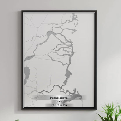 ROAD MAP OF PUNNAIKKAYAL, INDIA BY MAPBAKES