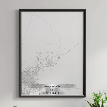 ROAD MAP OF SANGANAKALLU, INDIA BY MAPBAKES