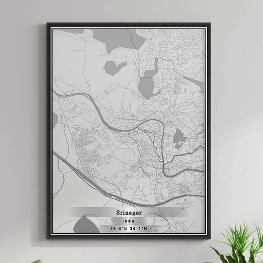 ROAD MAP OF SRINAGAR, INDIA BY MAPBAKES