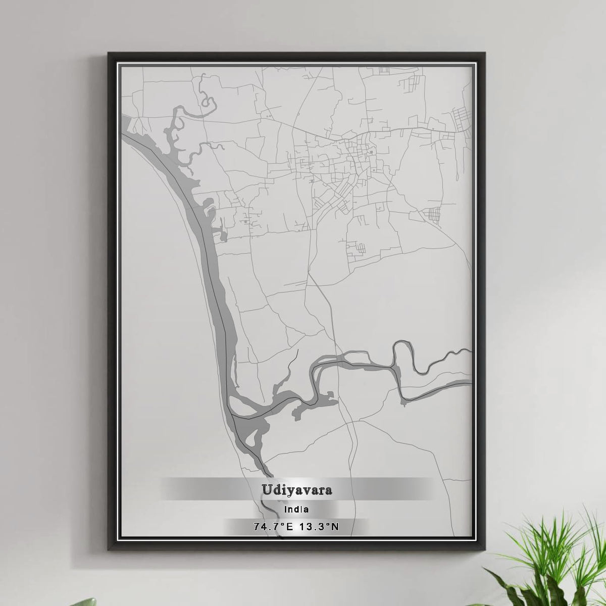 ROAD MAP OF UDIYAVARA, INDIA BY MAPBAKES