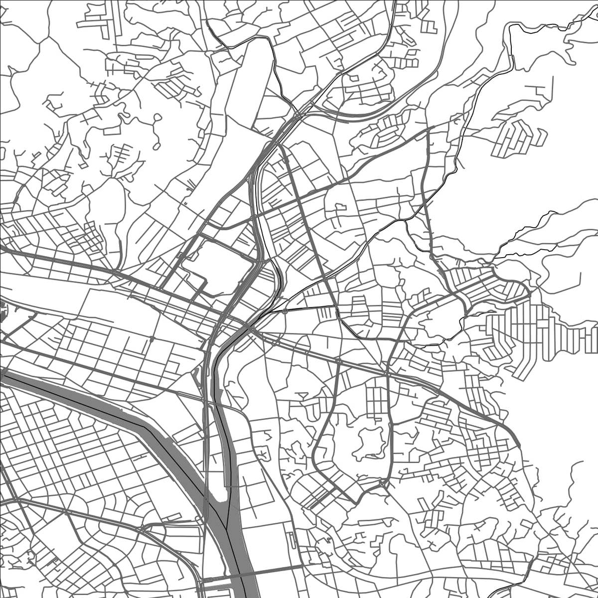 ROAD MAP OF FUCHU HIROSHIMA, JAPAN BY MAPBAKES