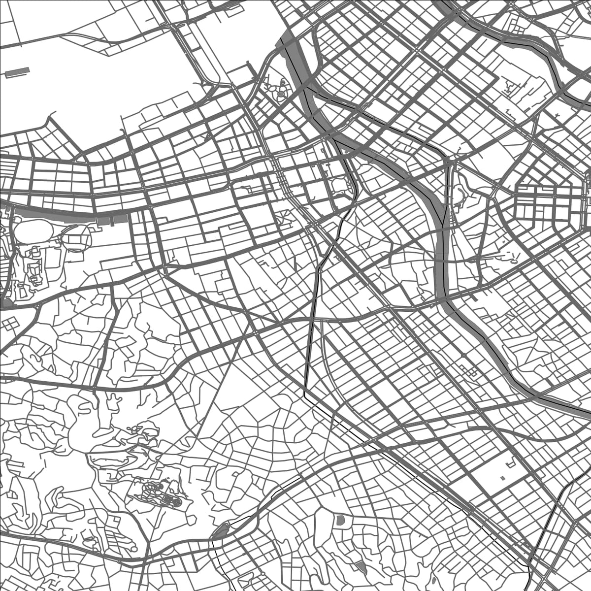 ROAD MAP OF FUKUOKA, JAPAN BY MAPBAKES
