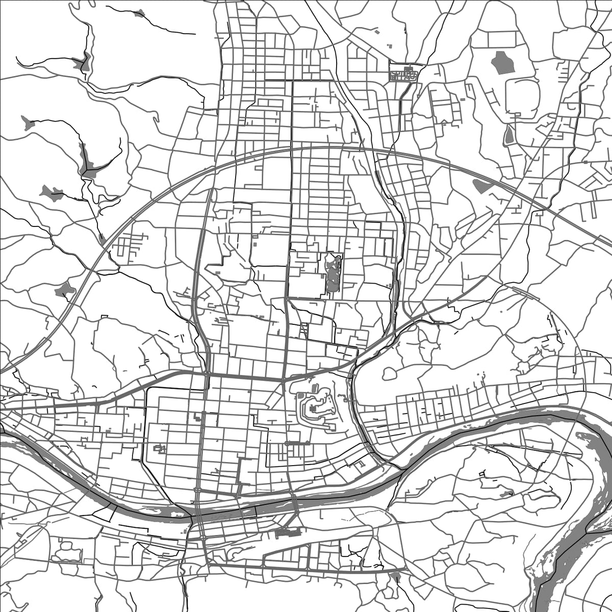 ROAD MAP OF TSUYAMA, JAPAN BY MAPBAKES