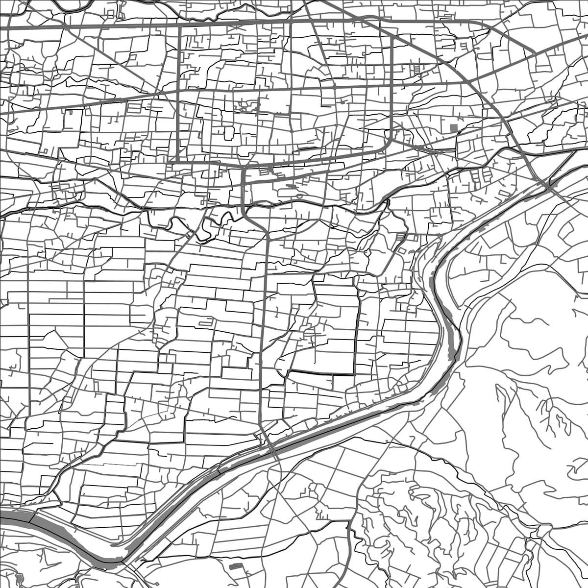 ROAD MAP OF YAME, JAPAN BY MAPBAKES