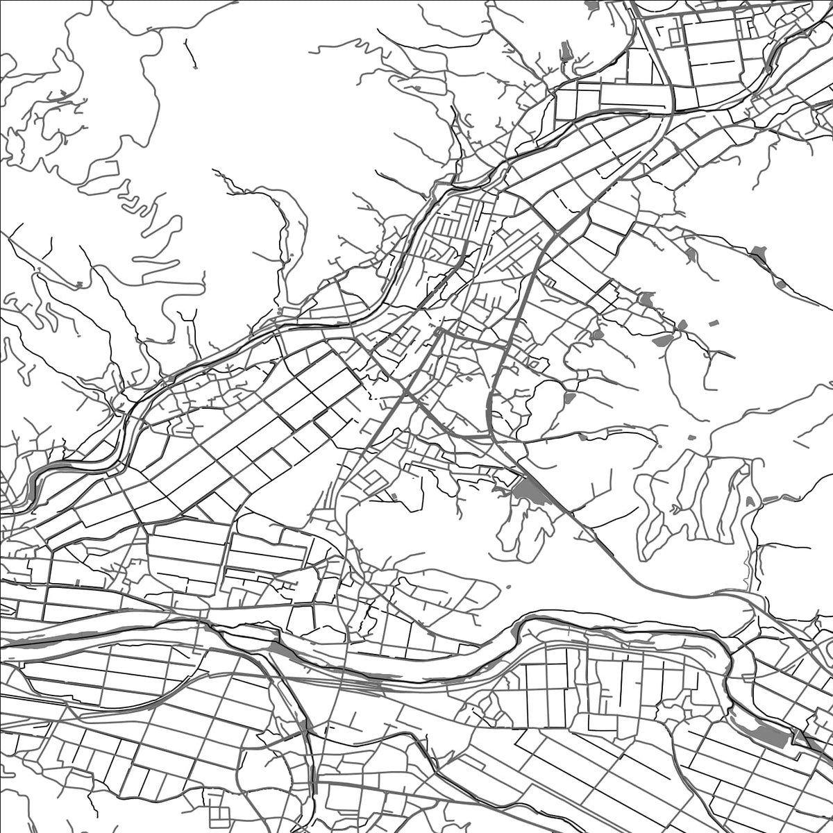 ROAD MAP OF YAZU, JAPAN BY MAPBAKES