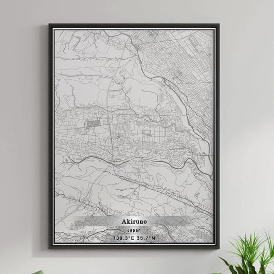 ROAD MAP OF AKIRUNO, JAPAN BY MAPBAKES