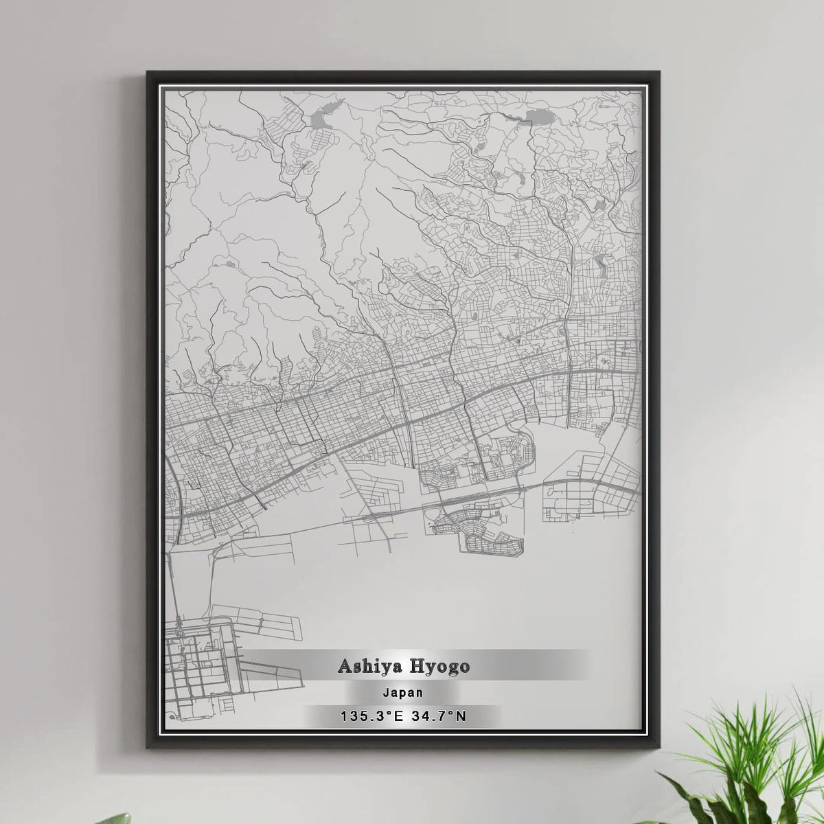 ROAD MAP OF ASHIYA HYOGO, JAPAN BY MAPBAKES