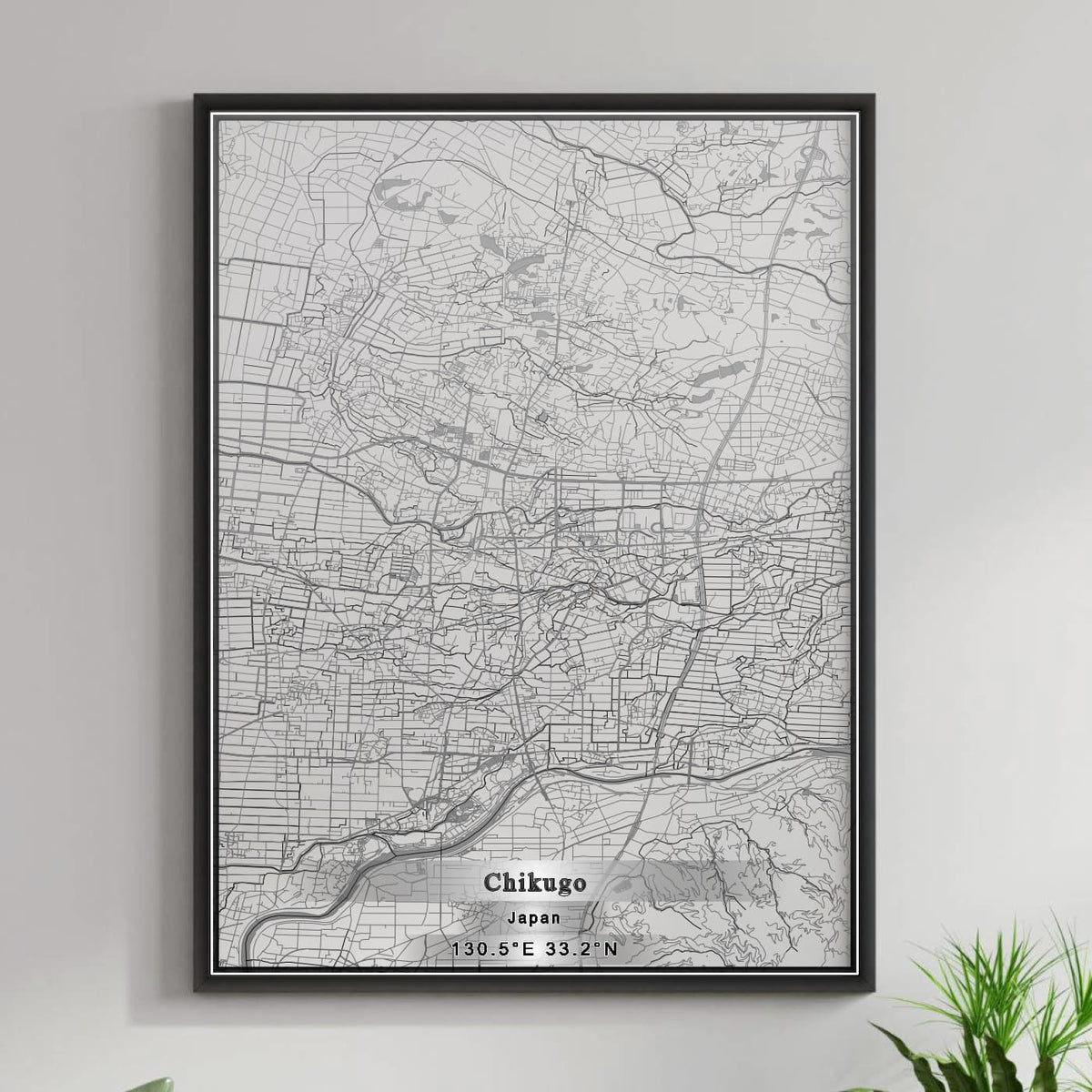 ROAD MAP OF CHIKUGO, JAPAN BY MAPBAKES