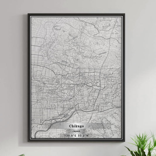 ROAD MAP OF CHIKUGO, JAPAN BY MAPBAKES