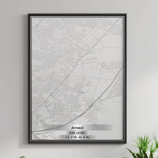 ROAD MAP OF AVENEL, NEW JERSEY BY MAPBAKES