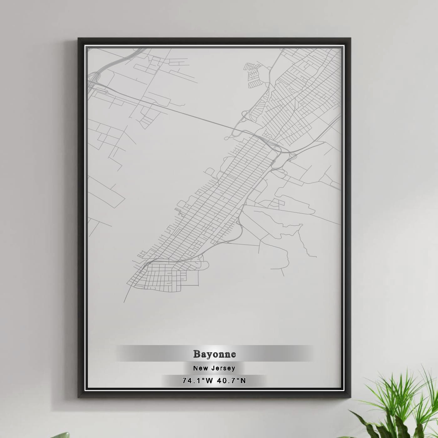 ROAD MAP OF BAYONNE, NEW JERSEY BY MAPBAKES