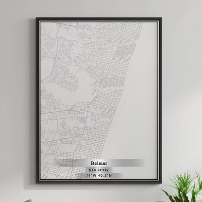 ROAD MAP OF BELMAR, NEW JERSEY BY MAPBAKES