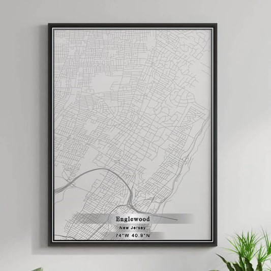 ROAD MAP OF ENGLEWOOD, NEW JERSEY BY MAPBAKES