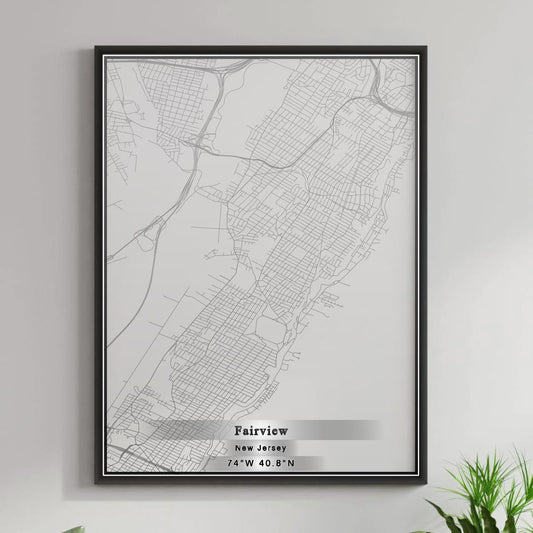 ROAD MAP OF FAIRVIEW, NEW JERSEY BY MAPBAKES