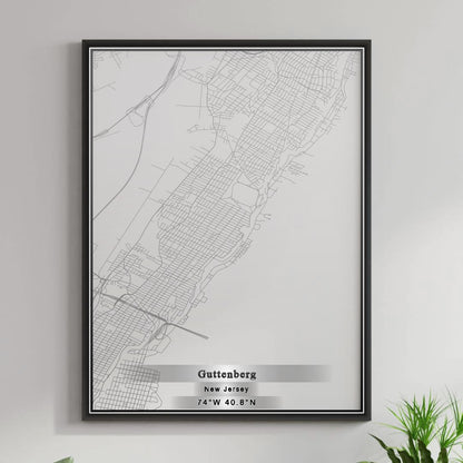 ROAD MAP OF GUTTENBERG, NEW JERSEY BY MAPBAKES