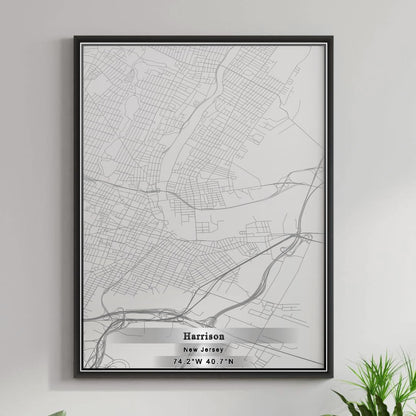 ROAD MAP OF HARRISON, NEW JERSEY BY MAPBAKES