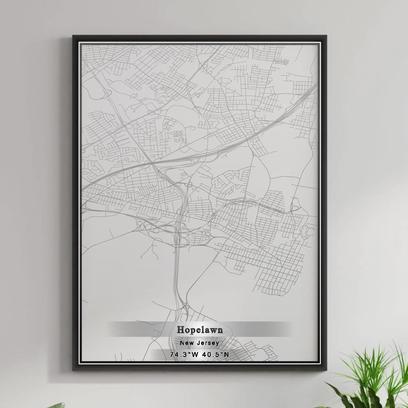 ROAD MAP OF HOPELAWN, NEW JERSEY BY MAPBAKES