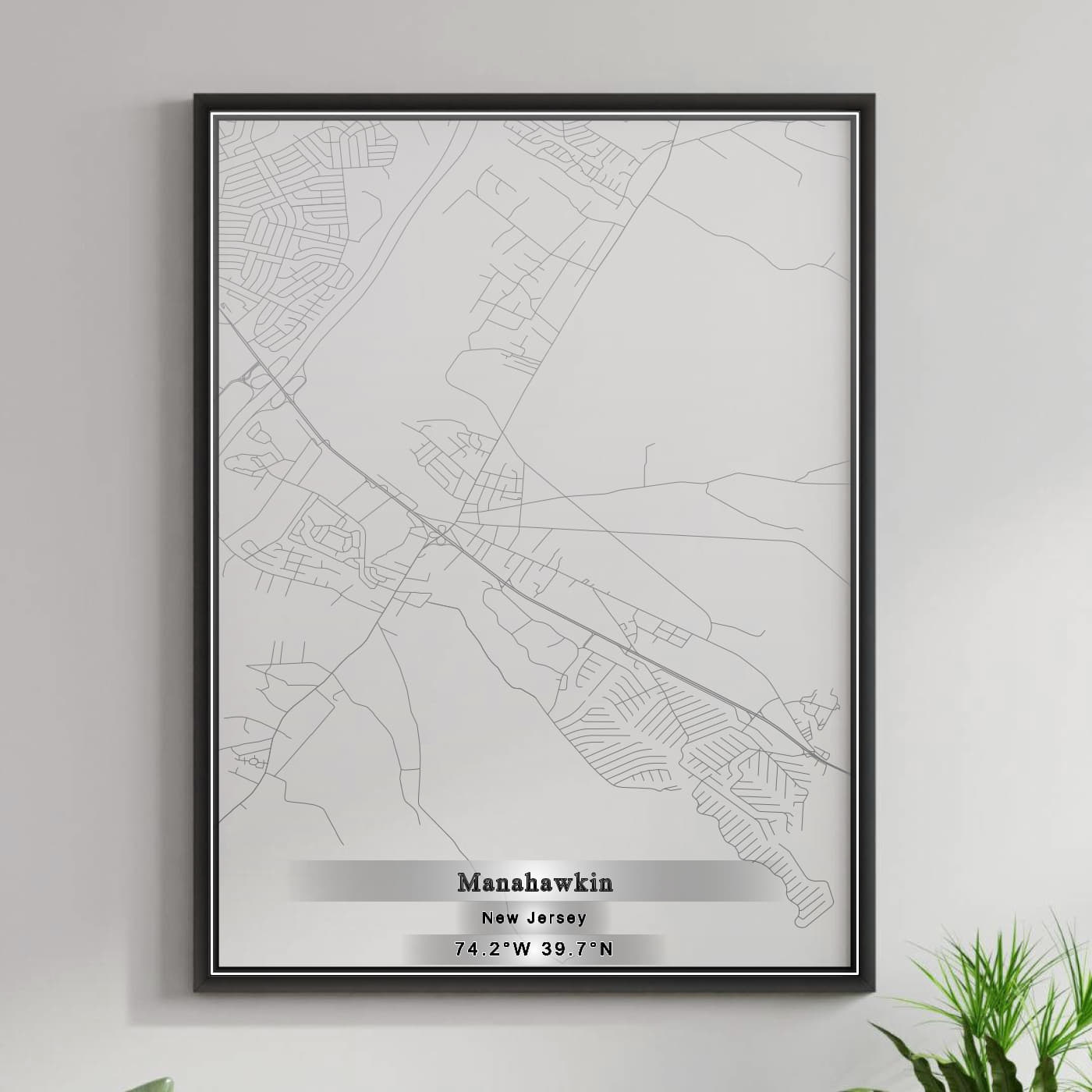 ROAD MAP OF MANAHAWKIN, NEW JERSEY BY MAPBAKES