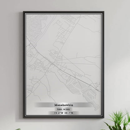 ROAD MAP OF MANAHAWKIN, NEW JERSEY BY MAPBAKES