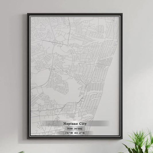 ROAD MAP OF NEPTUNE CITY, NEW JERSEY BY MAPBAKES